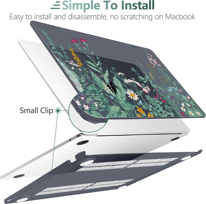 DONGKE Compatible with M4 MacBook Air 15 inch Case 2025 2024 2023 A3241 A3114 A2941 M3 M2 Liquid Retina Display Touch ID, Plastic Hard Case & Keyboard Skin & Screen Protector - Garden Florals - Image 4